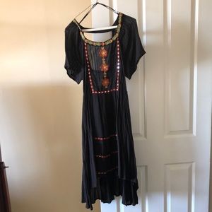 NWT Free People embroidered hi lo peasant dress.